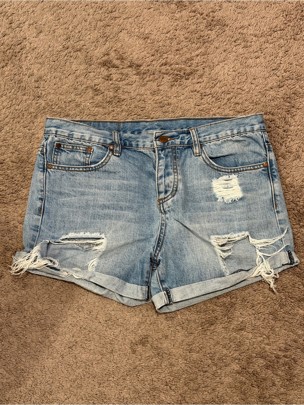 Active Ride Shop Light Blue Distressed Denim Jean Shorts